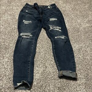 Maurices Dark Blue High Rise Distressed Jeans